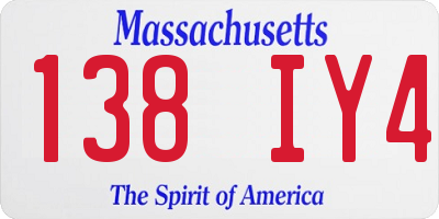 MA license plate 138IY4