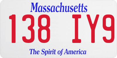 MA license plate 138IY9