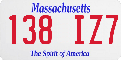 MA license plate 138IZ7