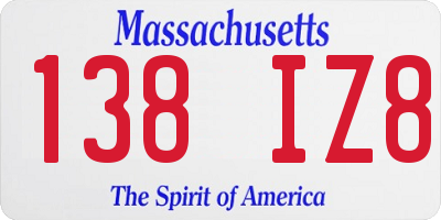 MA license plate 138IZ8