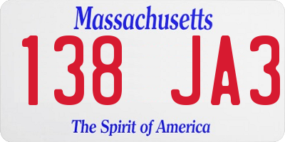 MA license plate 138JA3