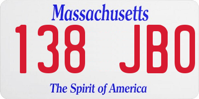 MA license plate 138JB0