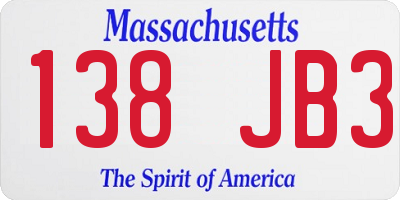 MA license plate 138JB3