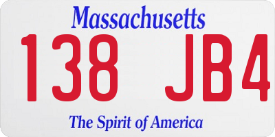 MA license plate 138JB4