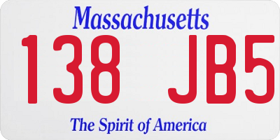 MA license plate 138JB5