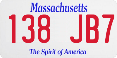 MA license plate 138JB7