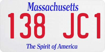 MA license plate 138JC1