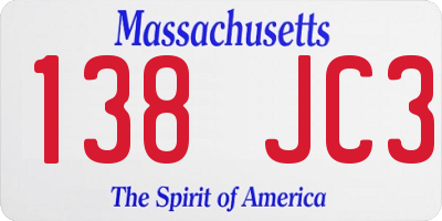 MA license plate 138JC3
