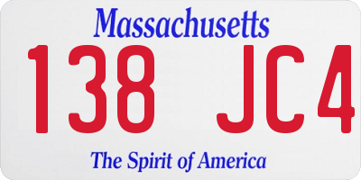 MA license plate 138JC4