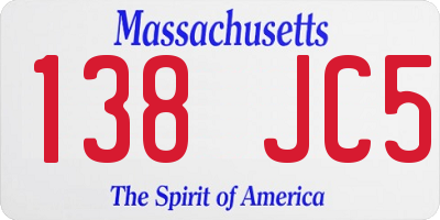 MA license plate 138JC5
