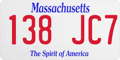 MA license plate 138JC7