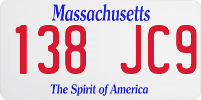 MA license plate 138JC9
