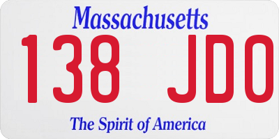 MA license plate 138JD0