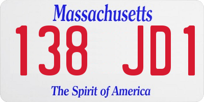 MA license plate 138JD1