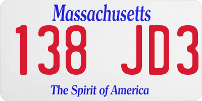 MA license plate 138JD3