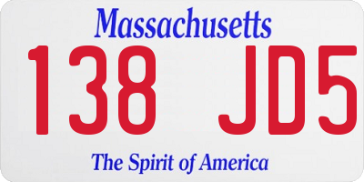 MA license plate 138JD5