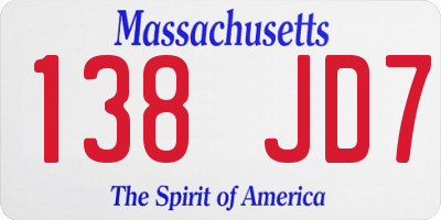 MA license plate 138JD7