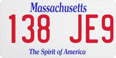 MA license plate 138JE9