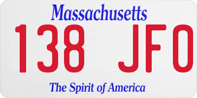 MA license plate 138JF0