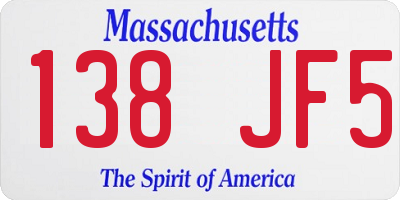 MA license plate 138JF5