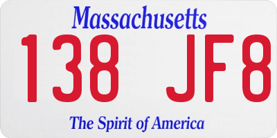 MA license plate 138JF8