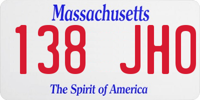 MA license plate 138JH0