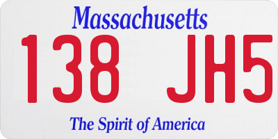 MA license plate 138JH5