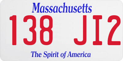 MA license plate 138JI2