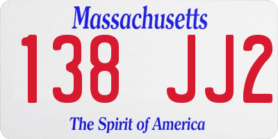 MA license plate 138JJ2