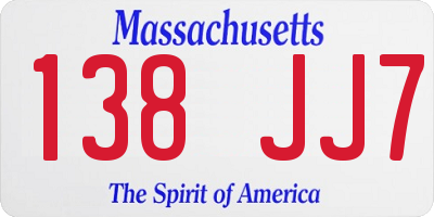 MA license plate 138JJ7