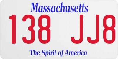 MA license plate 138JJ8