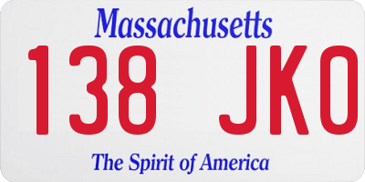 MA license plate 138JK0