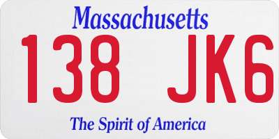 MA license plate 138JK6