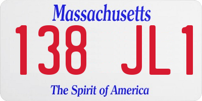 MA license plate 138JL1