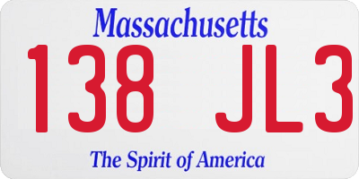 MA license plate 138JL3