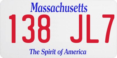 MA license plate 138JL7