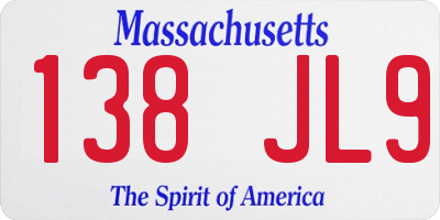 MA license plate 138JL9
