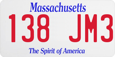 MA license plate 138JM3