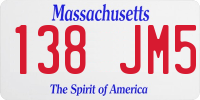 MA license plate 138JM5
