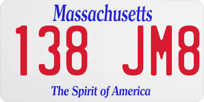MA license plate 138JM8