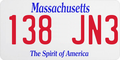 MA license plate 138JN3