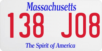 MA license plate 138JO8