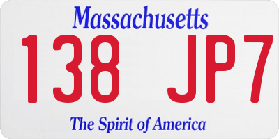 MA license plate 138JP7