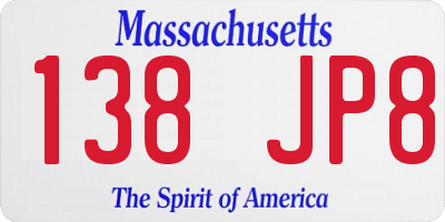 MA license plate 138JP8
