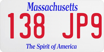 MA license plate 138JP9