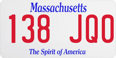 MA license plate 138JQ0