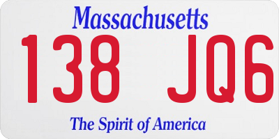 MA license plate 138JQ6