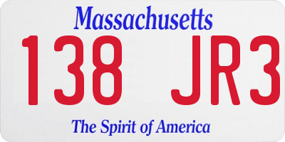 MA license plate 138JR3