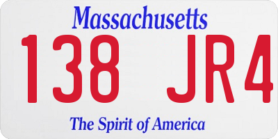MA license plate 138JR4