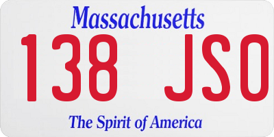 MA license plate 138JS0